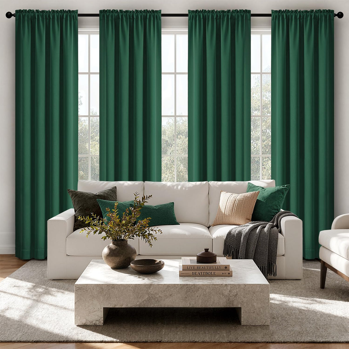 MIULEE Short 36 Inch Blackout Kitchen Window Curtain Black Set of 4 Panels