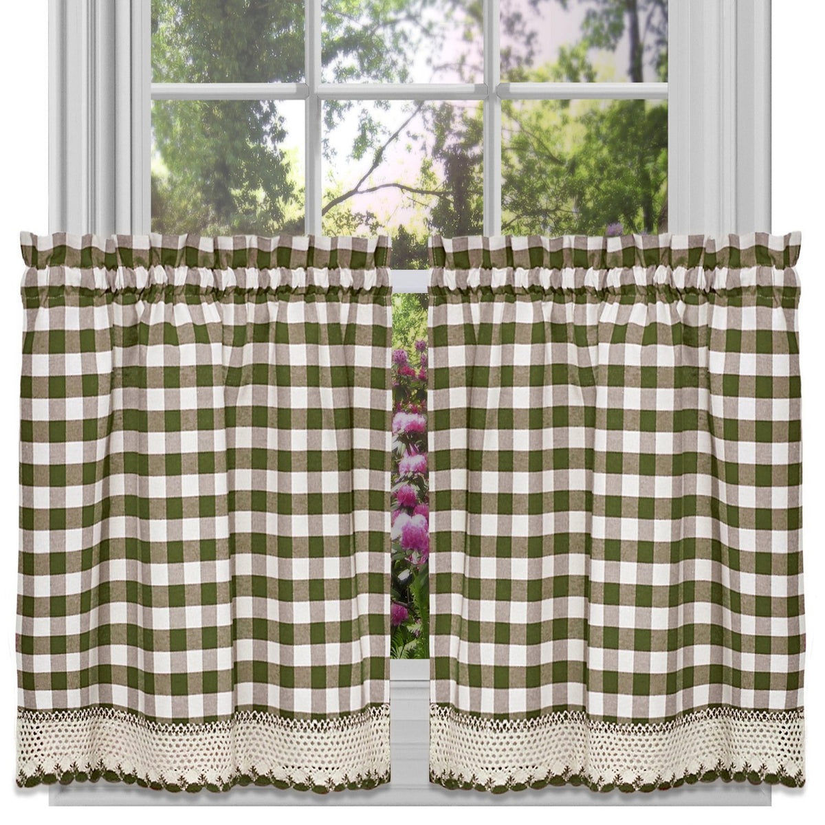 Sweet Home Collection Old World Style Floral Heavy Lace Kitchen Curtain Swag pair Hopewell Cream