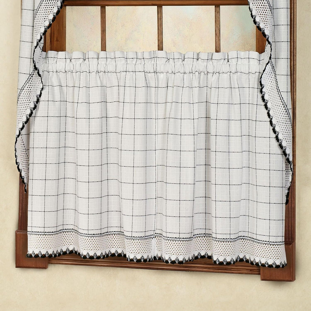 Sweet Home Collection Old World Style Floral Heavy Lace Kitchen Curtain Swag pair Hopewell Cream