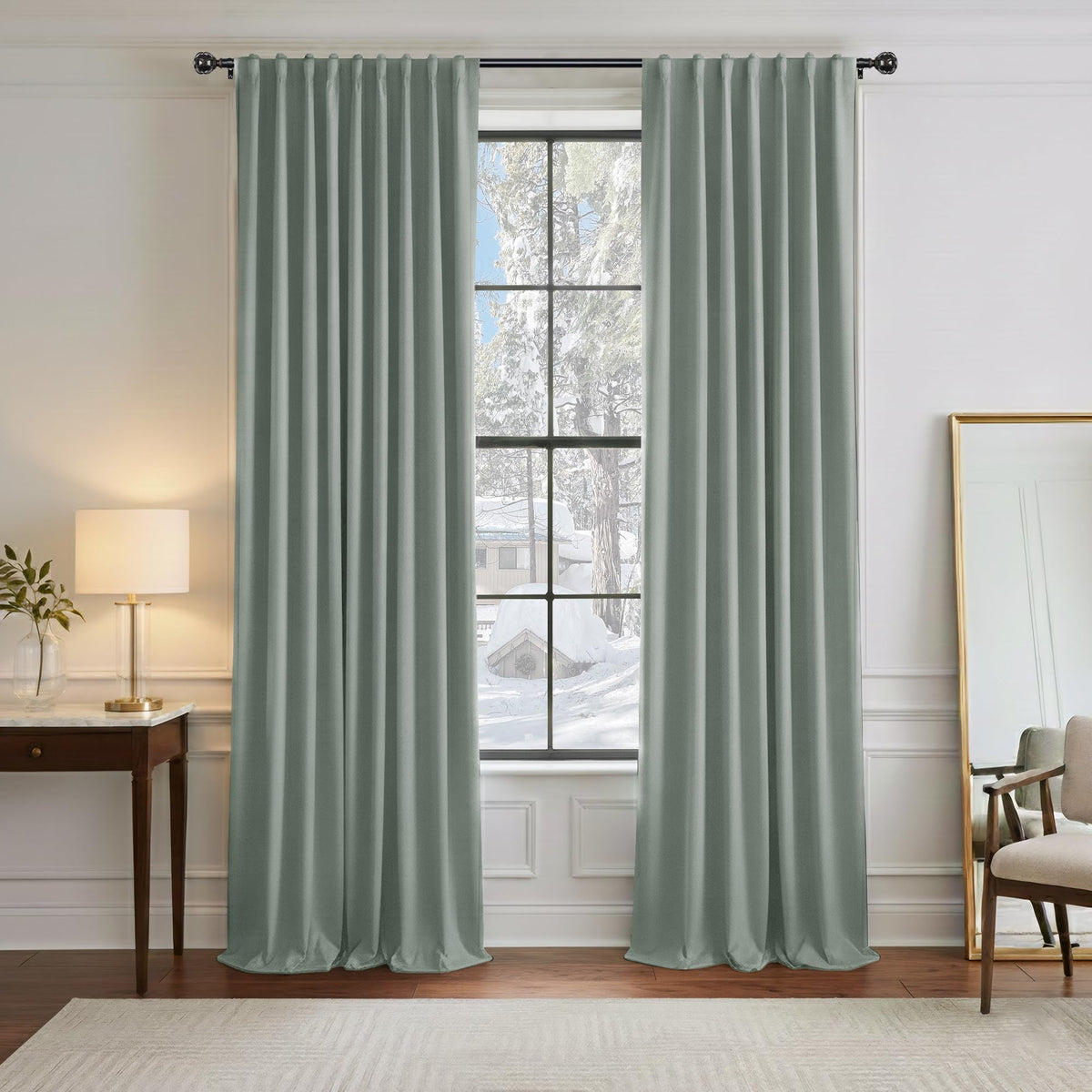 PONY DANCE Black Kitchen Blackout Curtains Over Sink, W 42 x L 45 inches
