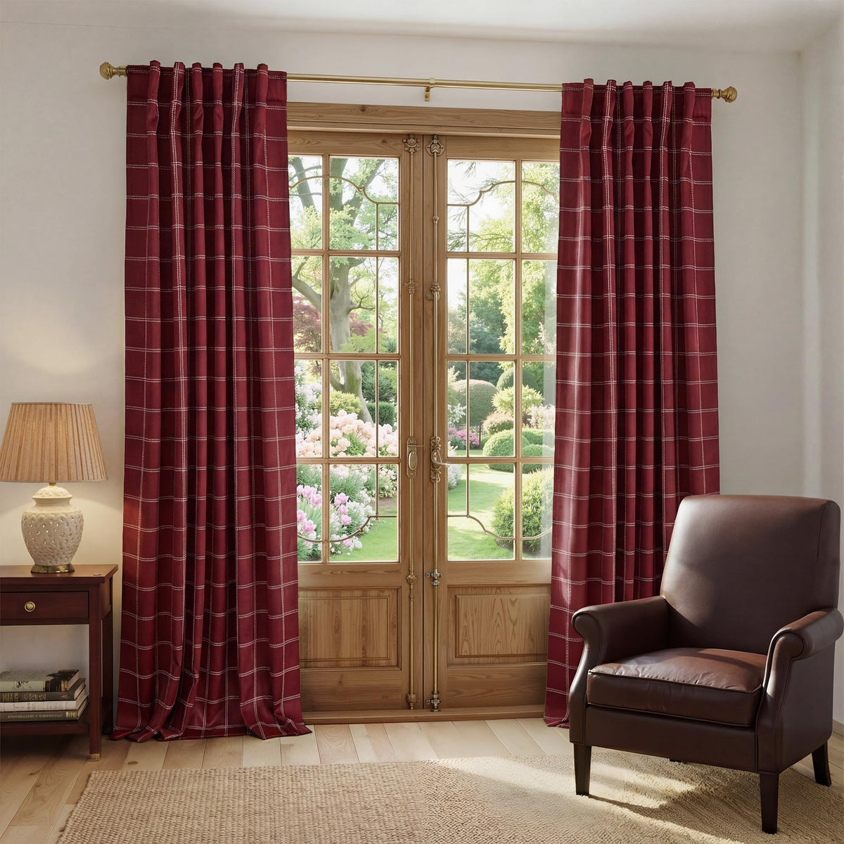 NICETOWN Olive Green Farmhouse Gingham Tiers Kitchen 100% Blackout Curtains