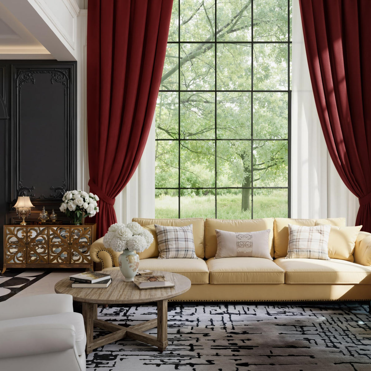NICETOWN Black Out Velvet Curtains 63 inches Long for Kitchen
