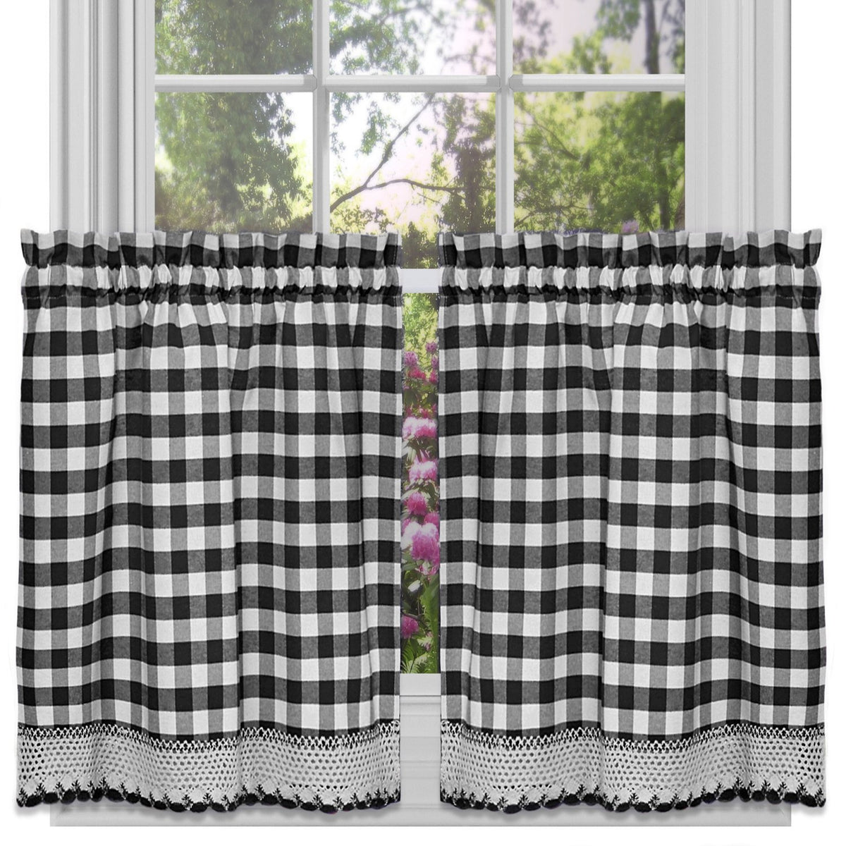 Sweet Home Collection Old World Style Floral Heavy Lace Kitchen Curtain Swag pair Hopewell Cream