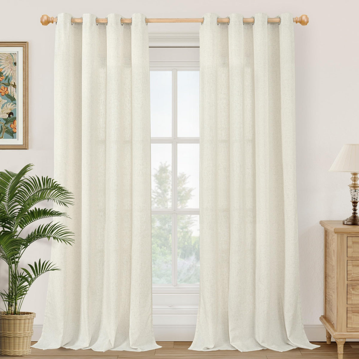 YoungsTex Linen Kitchen Window Curtains 40 Inch Length 2 Panels