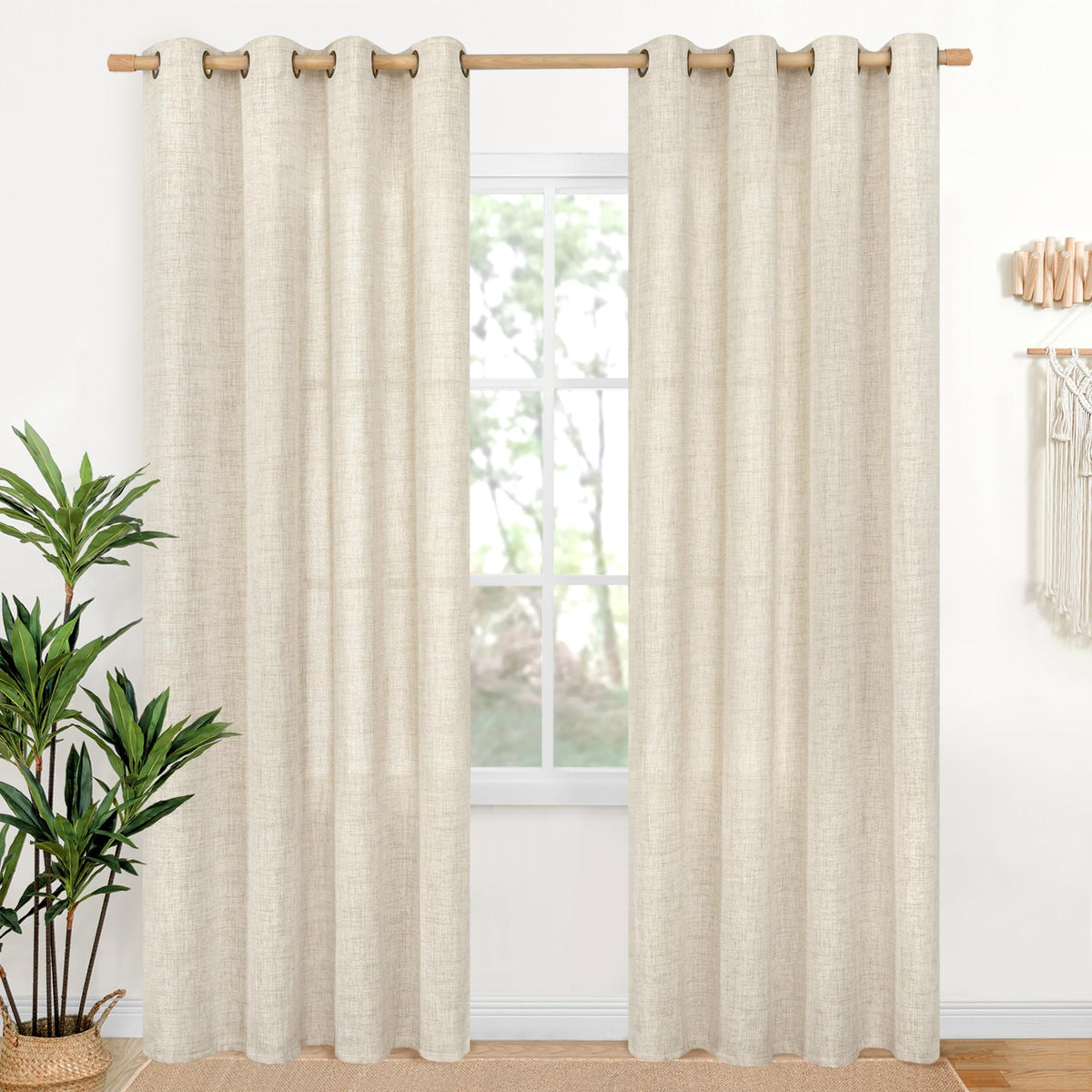 YoungsTex Linen Kitchen Window Curtains 40 Inch Length 2 Panels