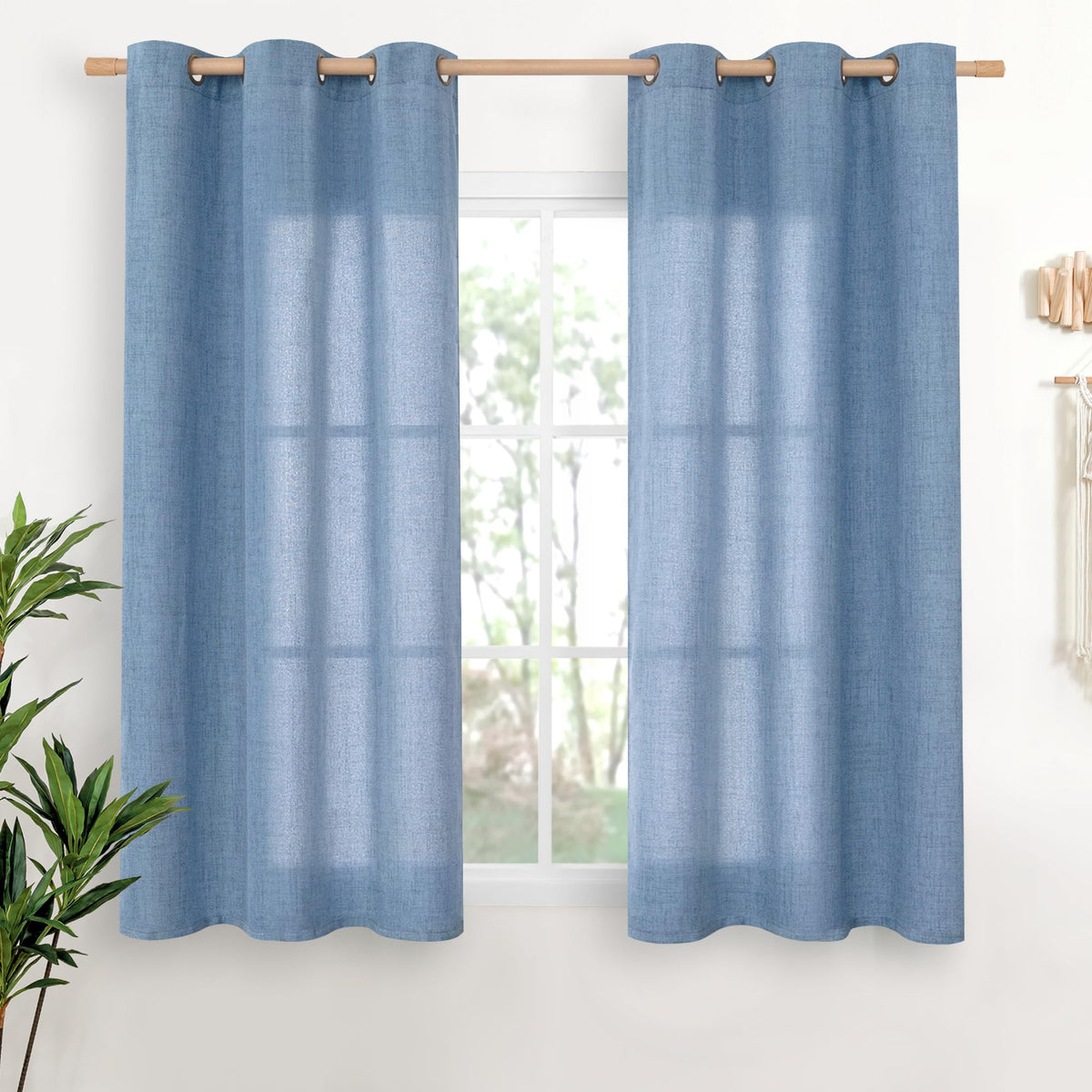 YoungsTex Linen Kitchen Window Curtains 40 Inch Length 2 Panels