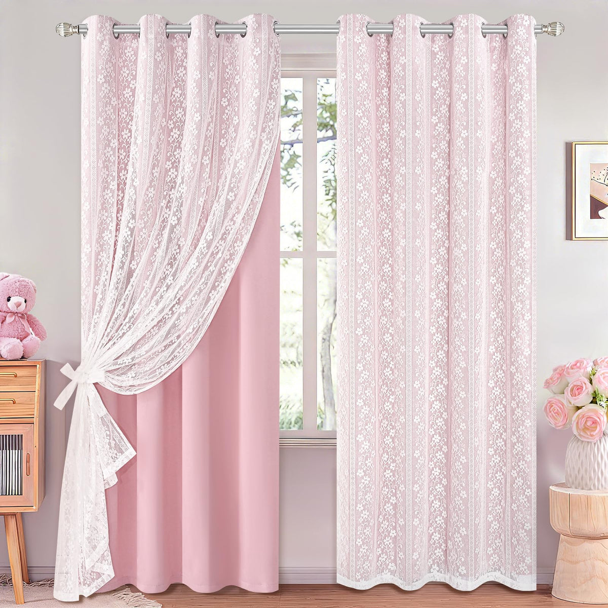 ASPMIZ Linen Kitchen Curtains 36 Inch Length, Double Layered Window Curtain 2 Panel Sets Rod Pocket Short Curtains for Kitchen, Farmhouse Window Treatment Tiers for Bathroom, Cafe, Beige