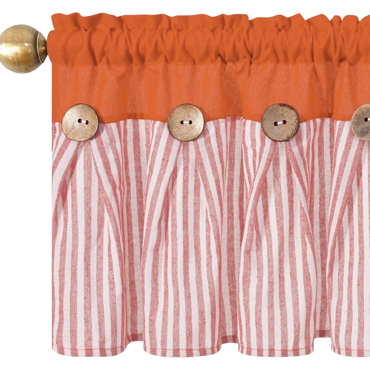ASPMIZ Cotton Linen Kitchen Valance Curtains, Boho Rustic Button Linen Valances for Windows Farmhouse, Black with Grey Stripe Valance Window Topper Treatment Window Valances for Bathroom, 52 x 18 Inch