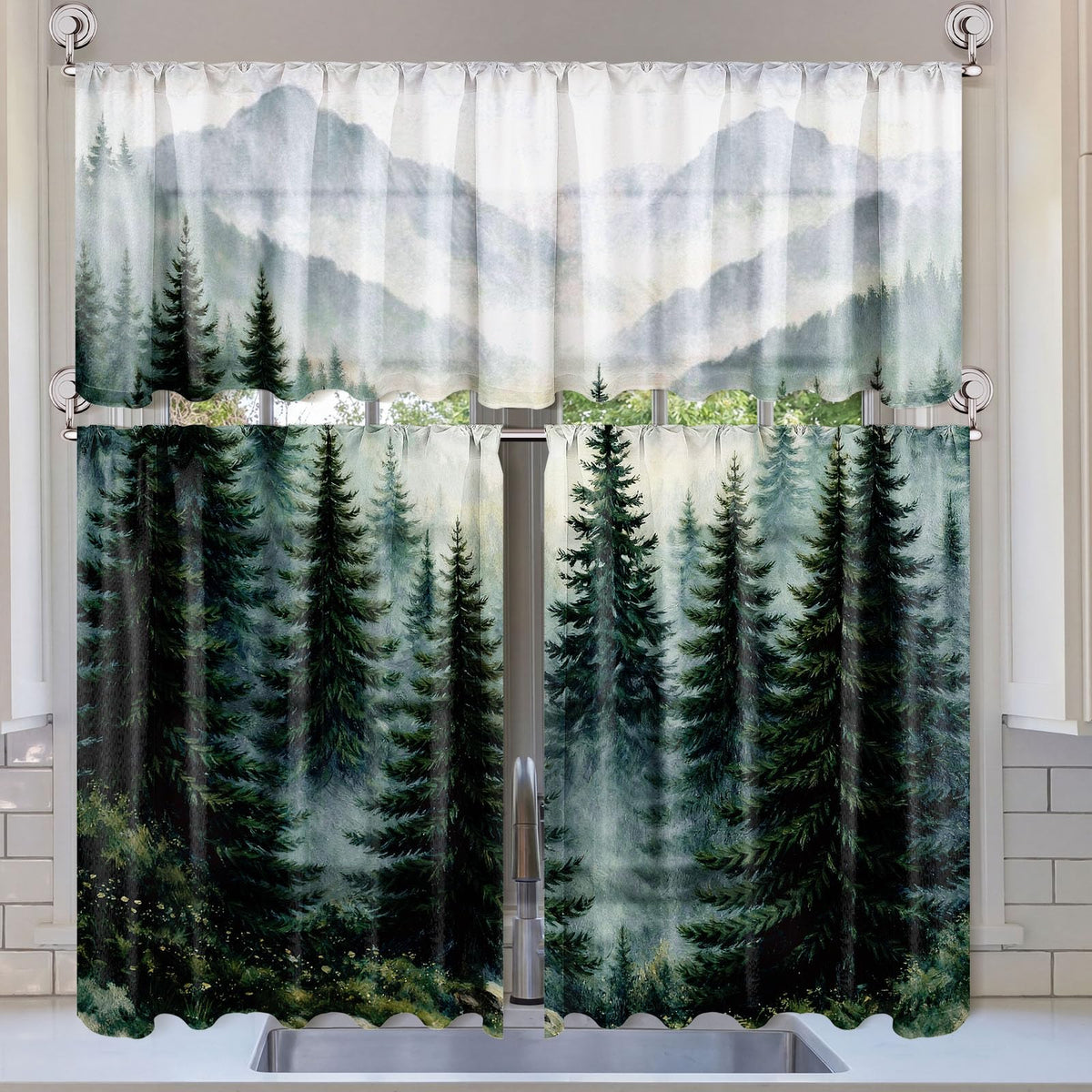 Breling 3 Pcs Sunflower Highland Cow Kitchen Curtains Valances and Tiers Set for Windows Spring Farmhouse Highland Cow Sunflower Curtains Decor for Summer Bedroom Window Decor Party Favor Supplies
