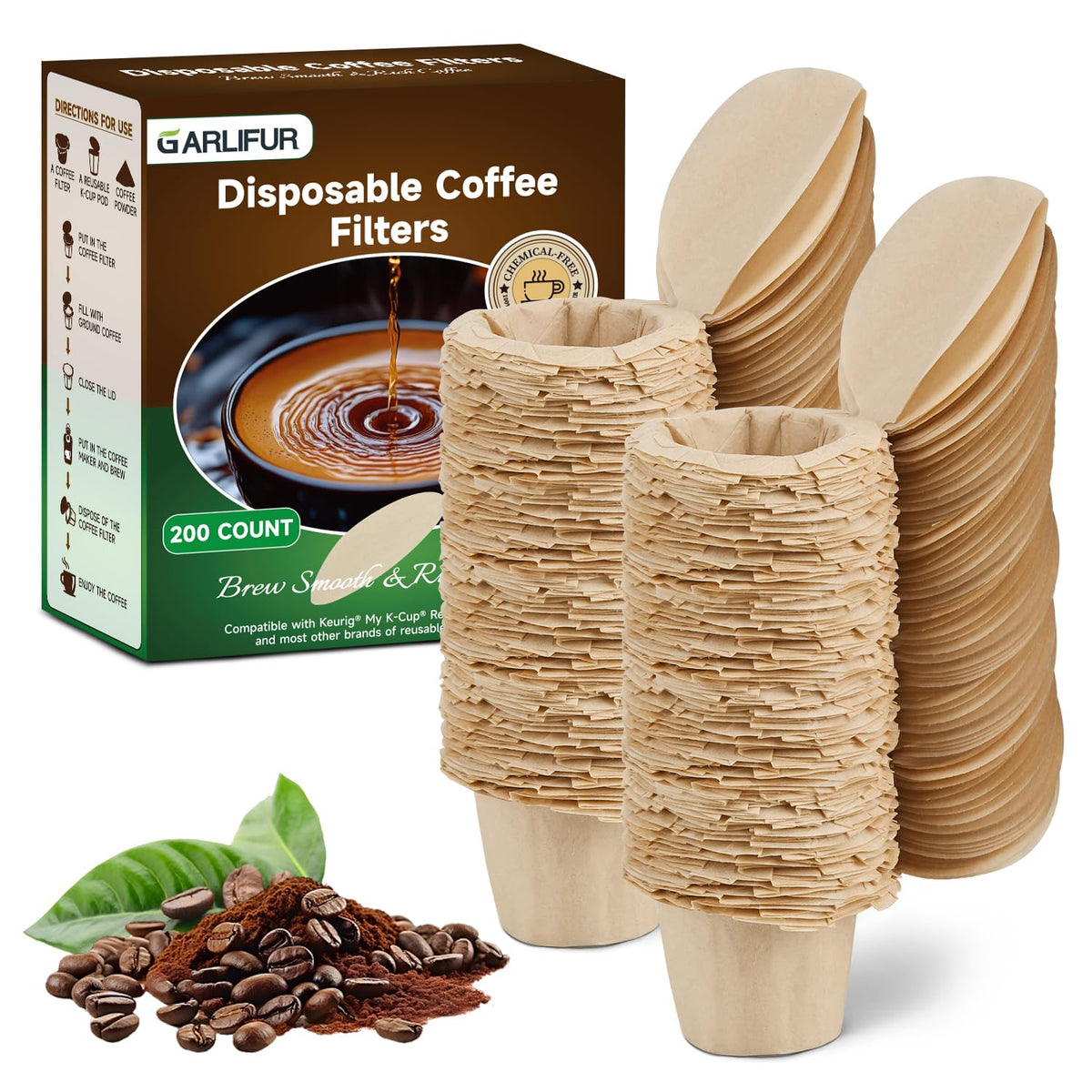 Disposable K Cup Coffee Filters for Keurig 1.0&2.0, 300 Count