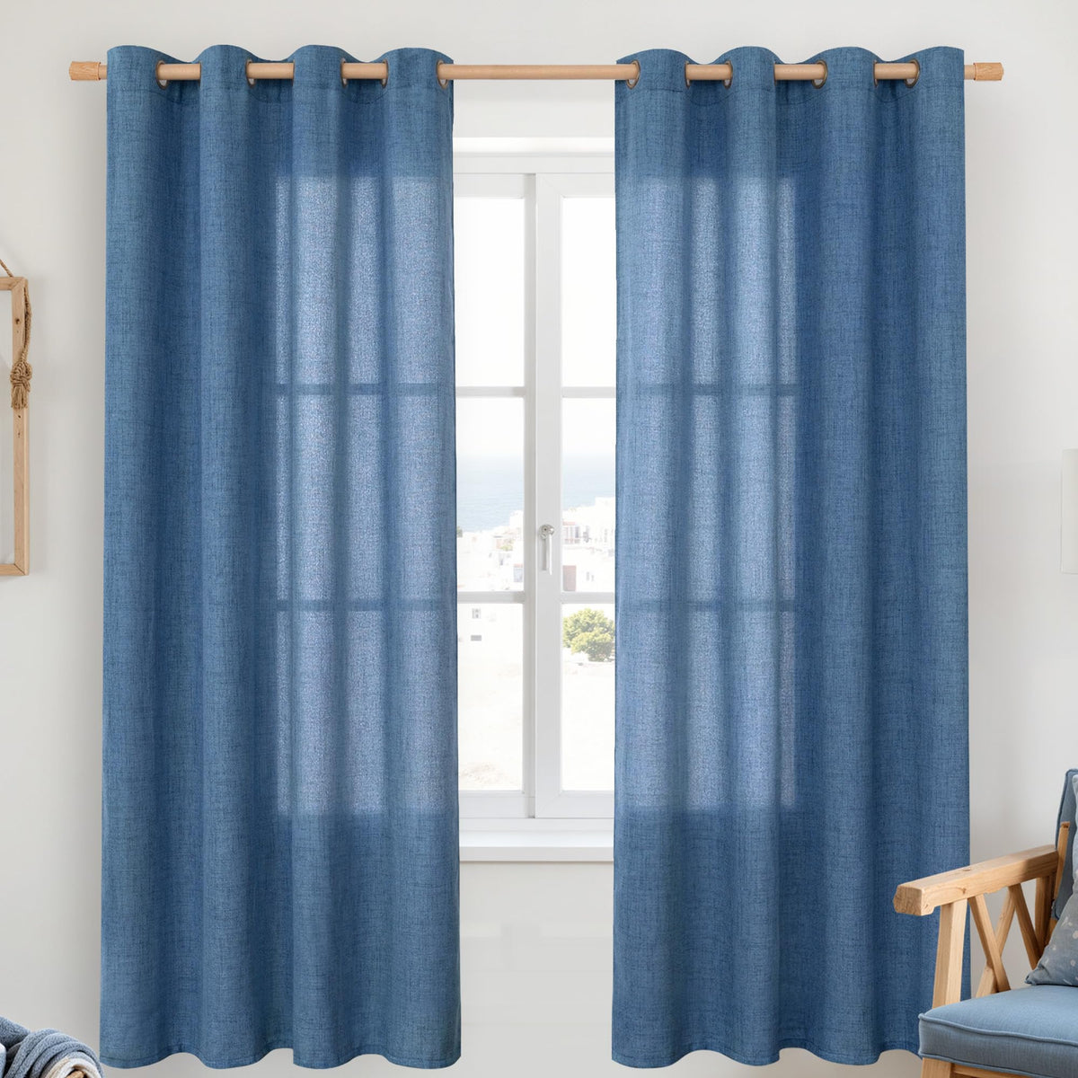 YoungsTex Linen Kitchen Window Curtains 40 Inch Length 2 Panels