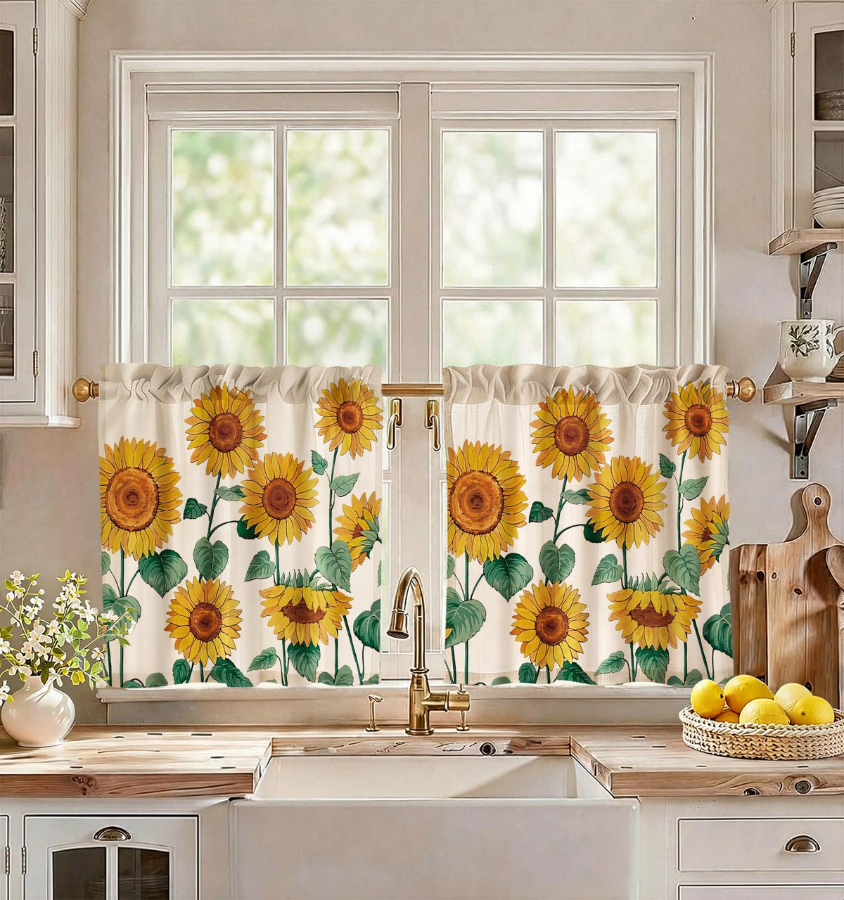 Miss Adola 36 Inch Length Kitchen Tier Curtains, Vintage Floral