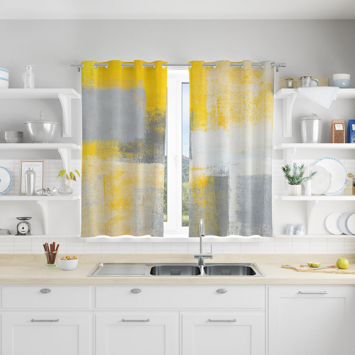 Asuexpect Burnt Orange Abstract Curtains for Kitchen, 26W x 36L, 2 Panels