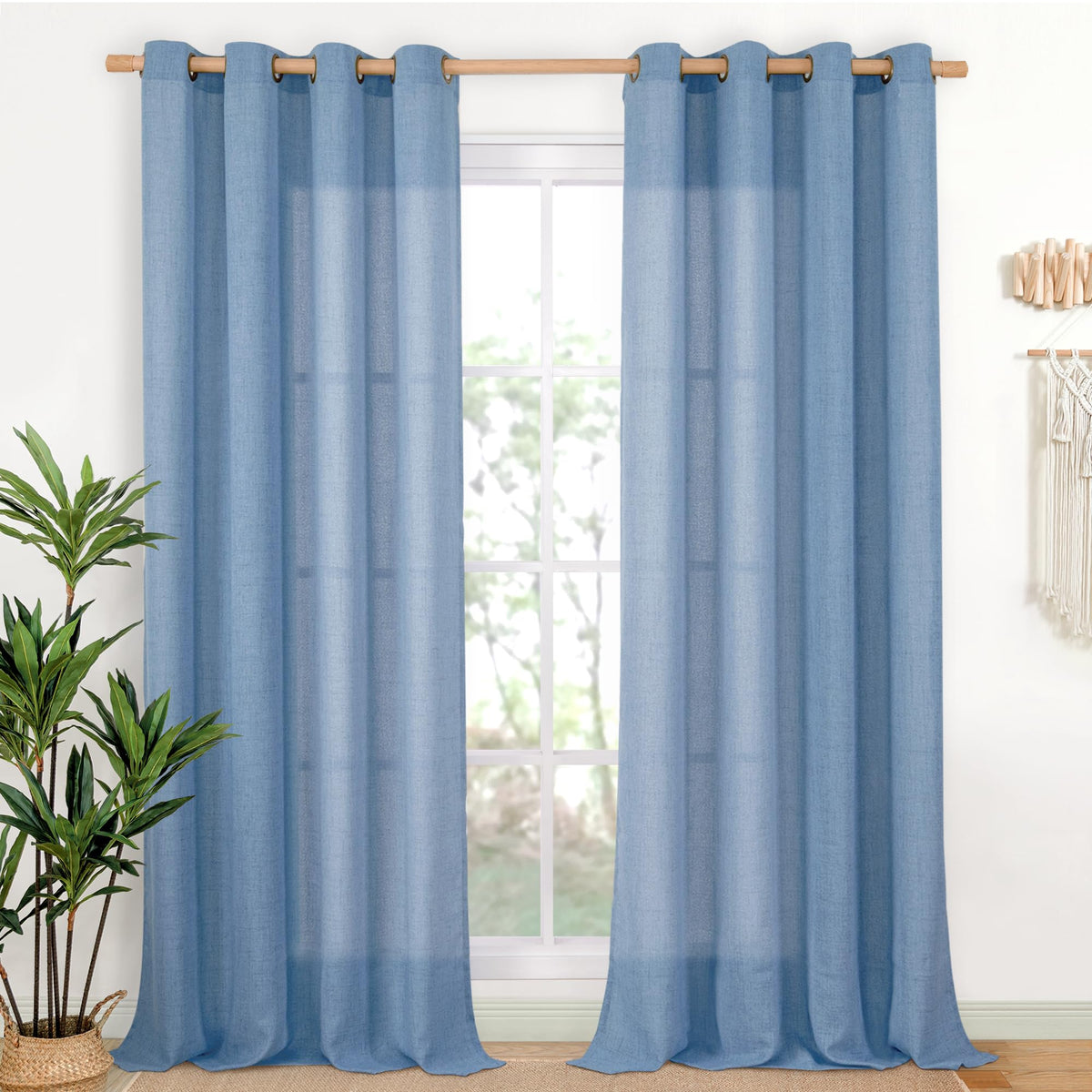 YoungsTex Linen Kitchen Window Curtains 40 Inch Length 2 Panels