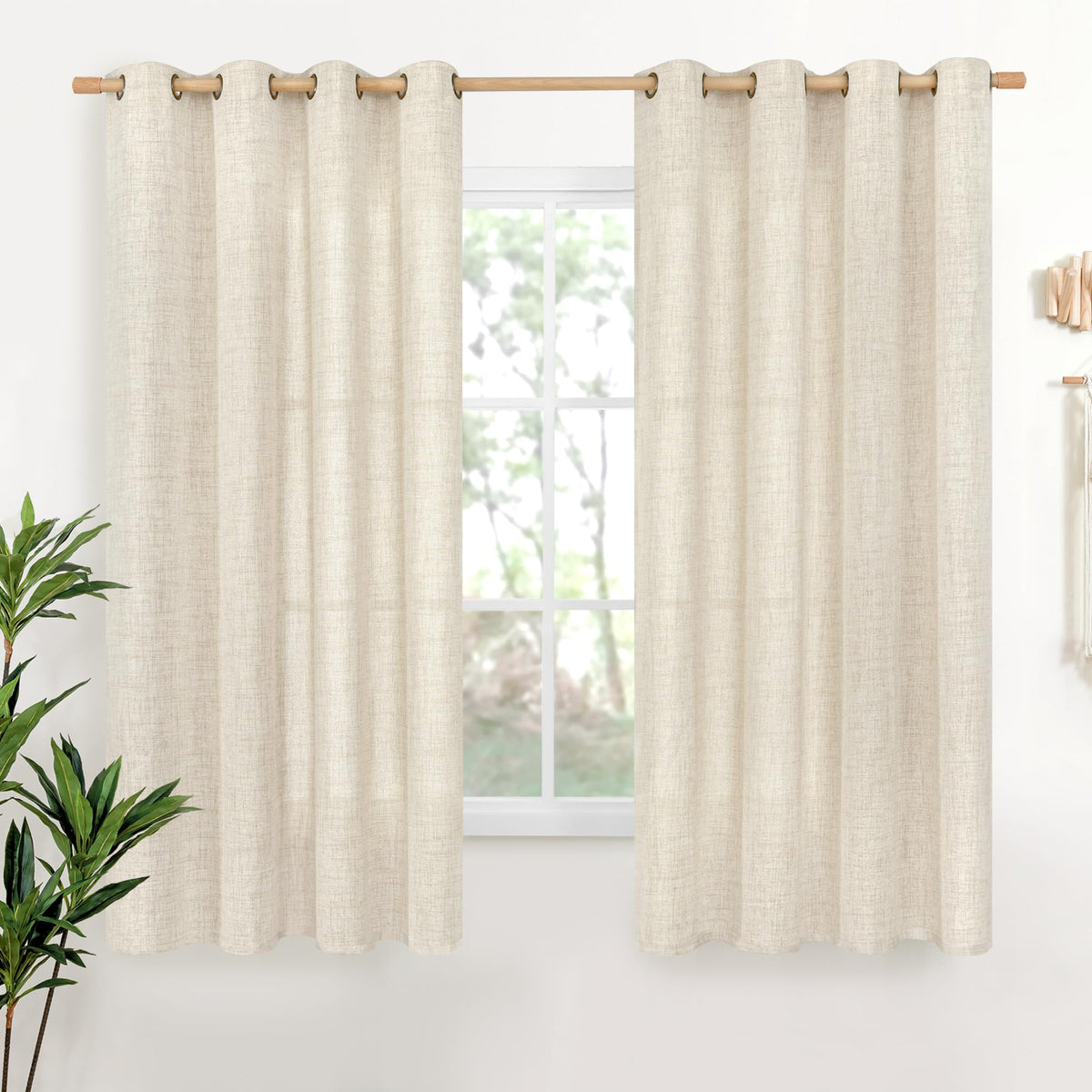 YoungsTex Linen Kitchen Window Curtains 40 Inch Length 2 Panels