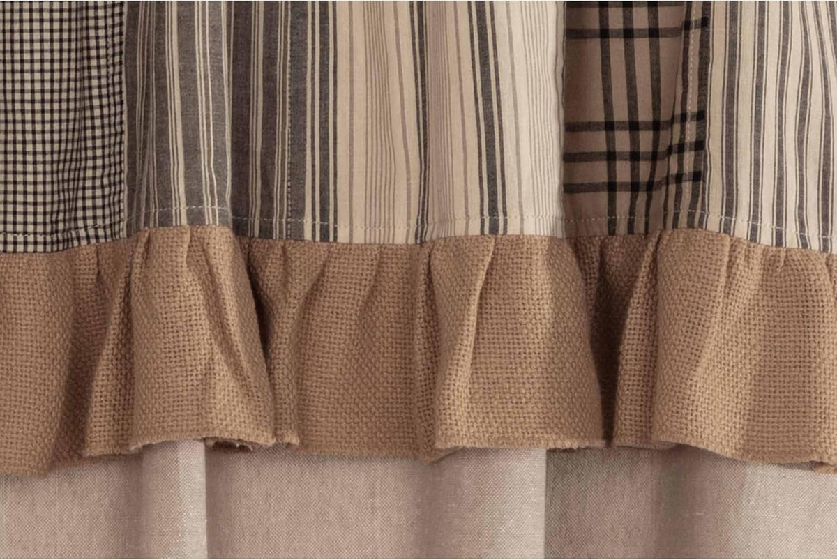 VHC Brands Sawyer Mill Curtain, Panel 63x36, Charcoal Khaki Tan