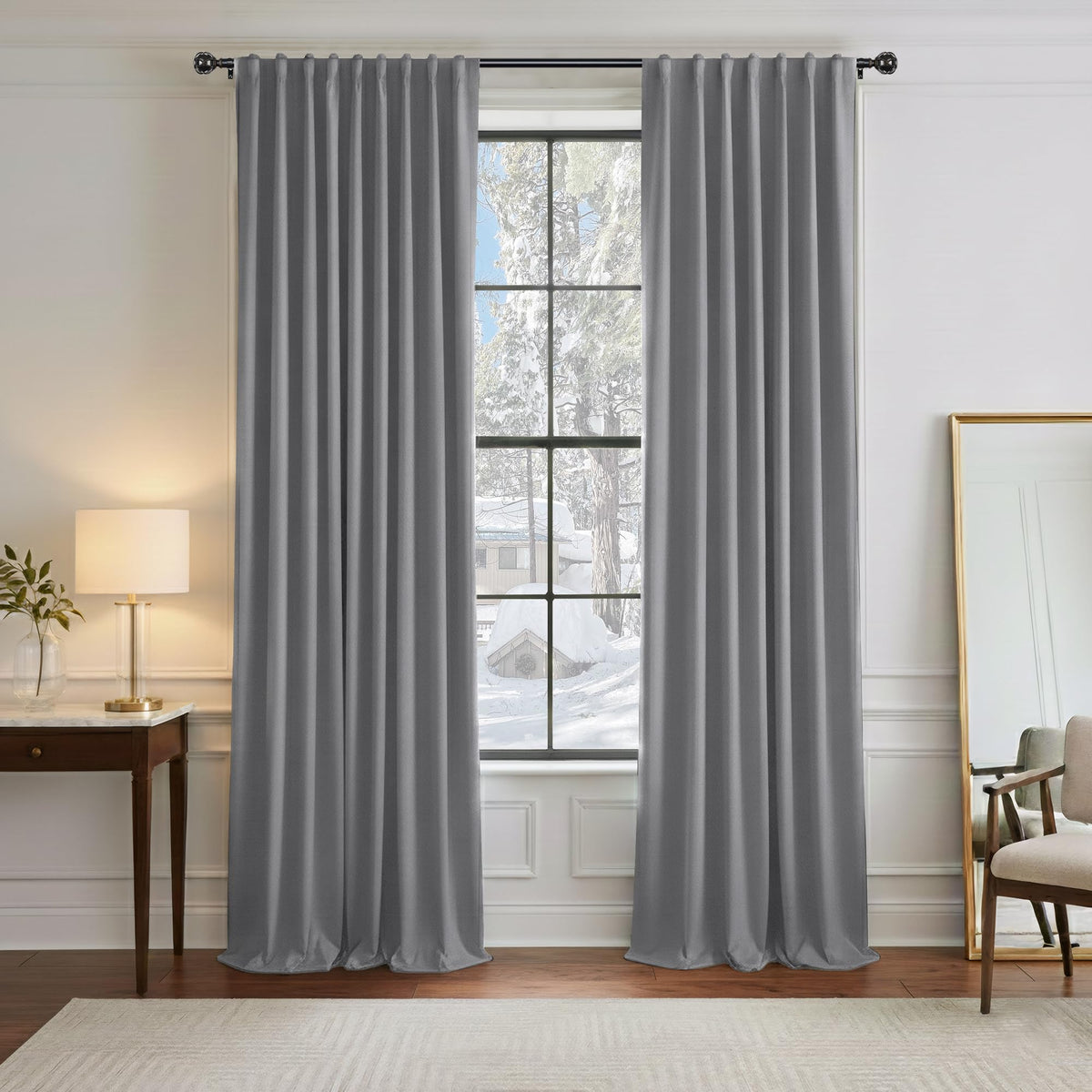 PONY DANCE Black Kitchen Blackout Curtains Over Sink, W 42 x L 45 inches