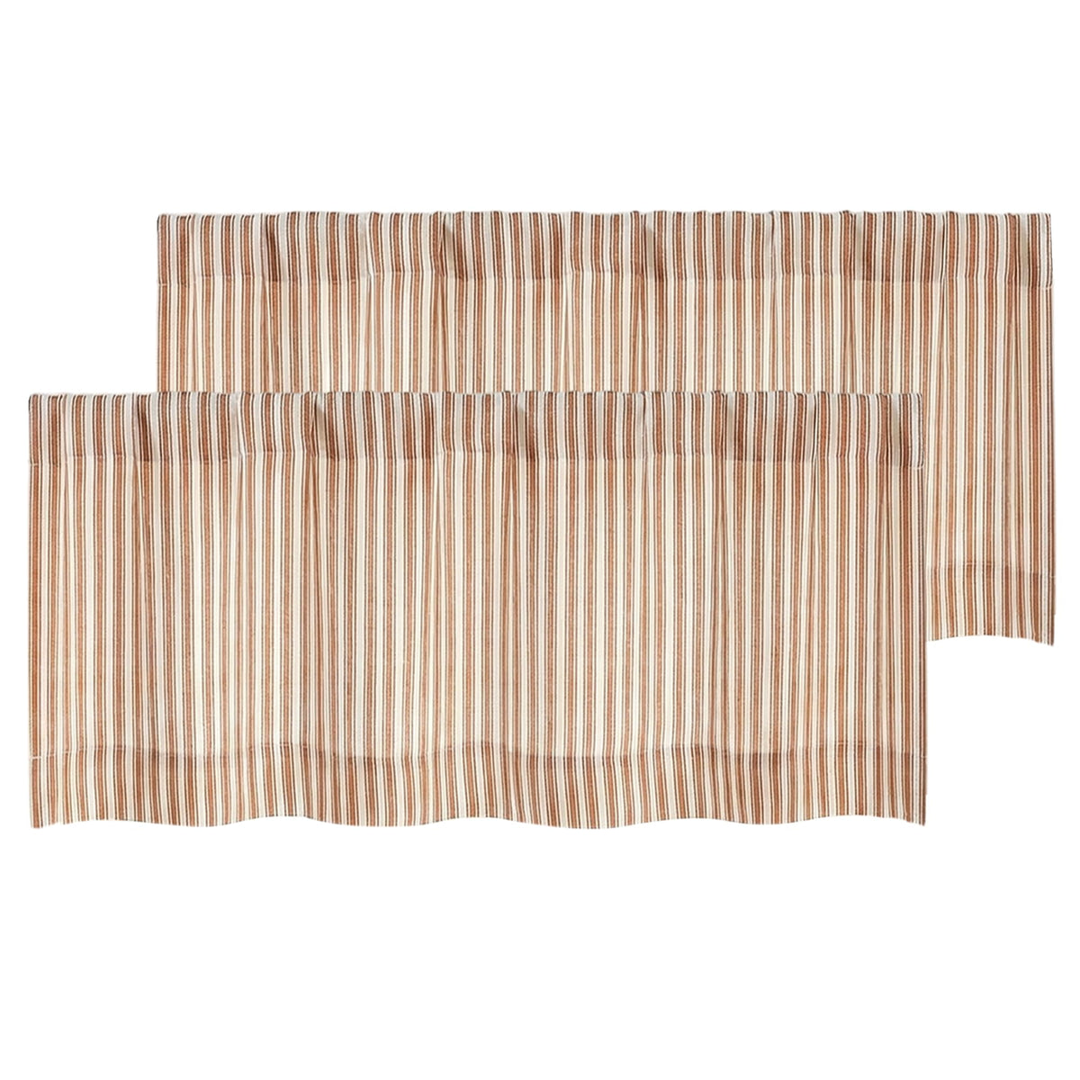 Chyhomenyc Striped Short Curtains 36 Inch Length - Light Filtering Faux Linen Living Room Tier Half Window Curtains, Farmhouse Modern Boho Curtain for Bathroom, 30Wx36L, 2 Pieces, Stone Blue