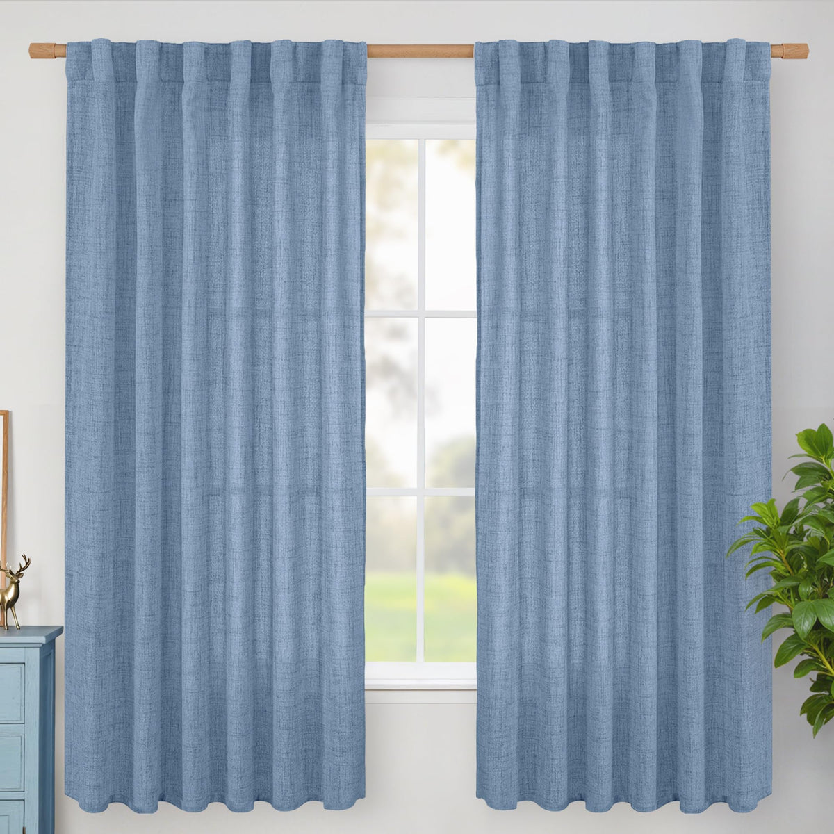 BGment White Linen Kitchen Curtains 40 Inch Length for Short Window