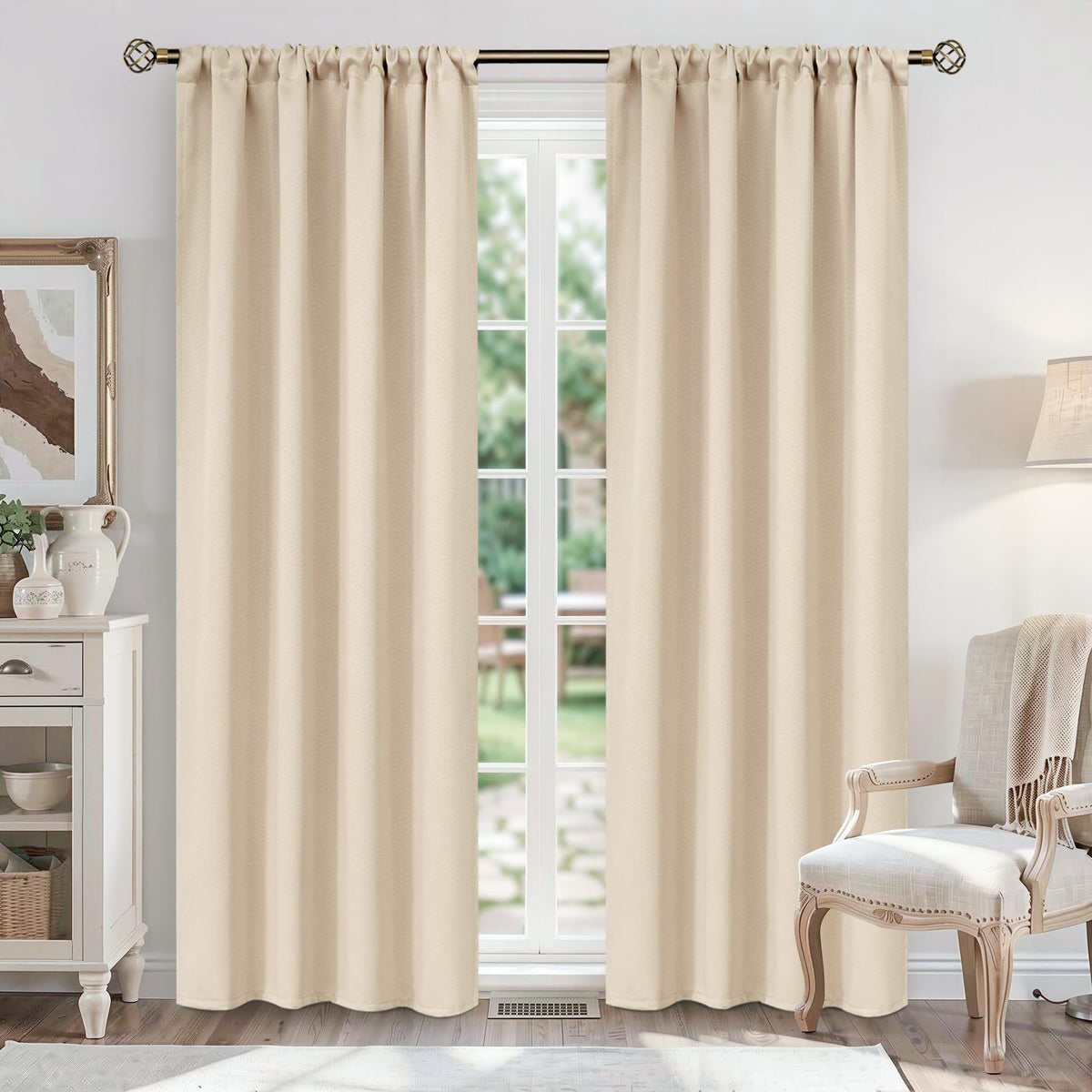 BGment Black Blackout Curtains 40 Inches Long for Kitchen Window 2 Panels