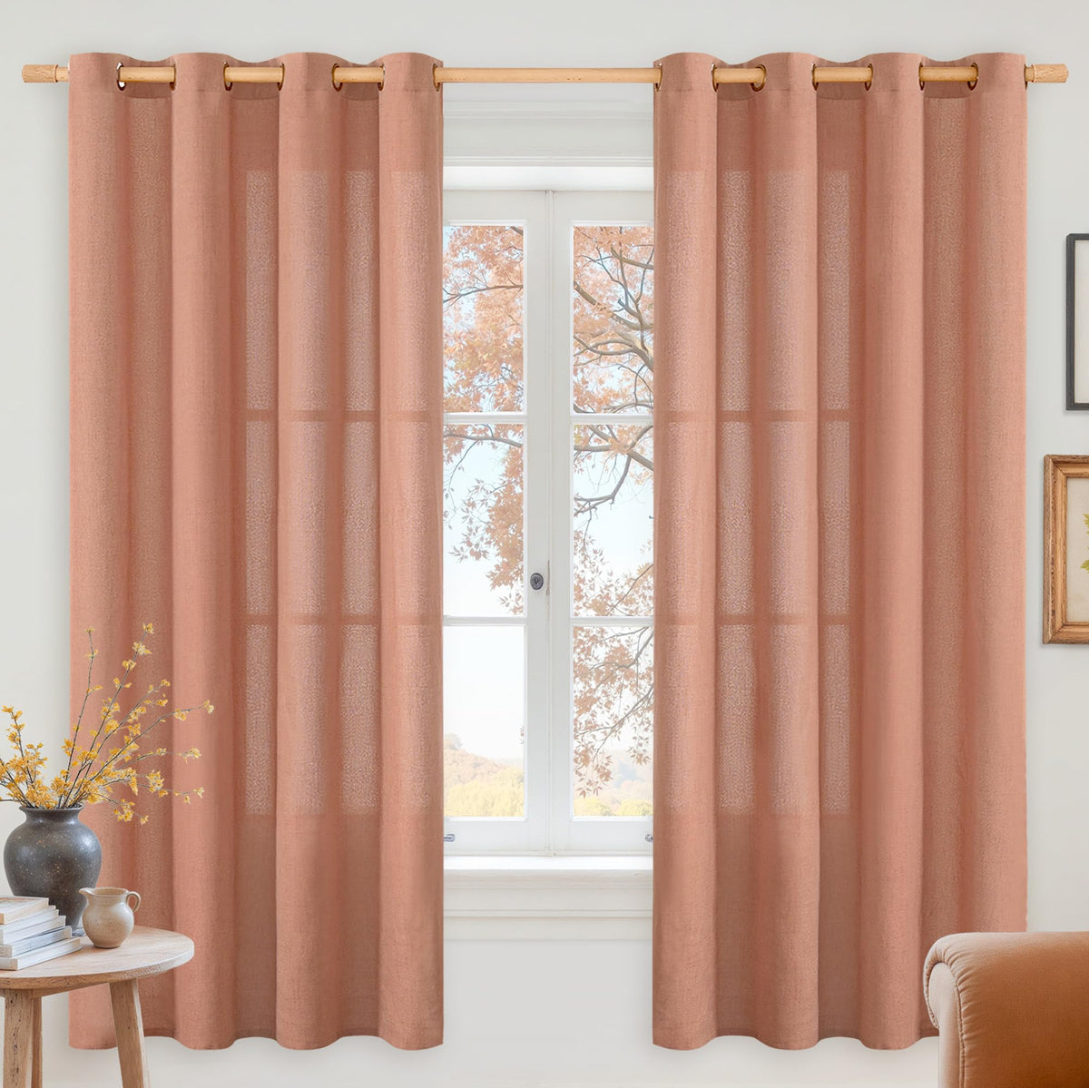 YoungsTex Linen Kitchen Window Curtains 40 Inch Length 2 Panels