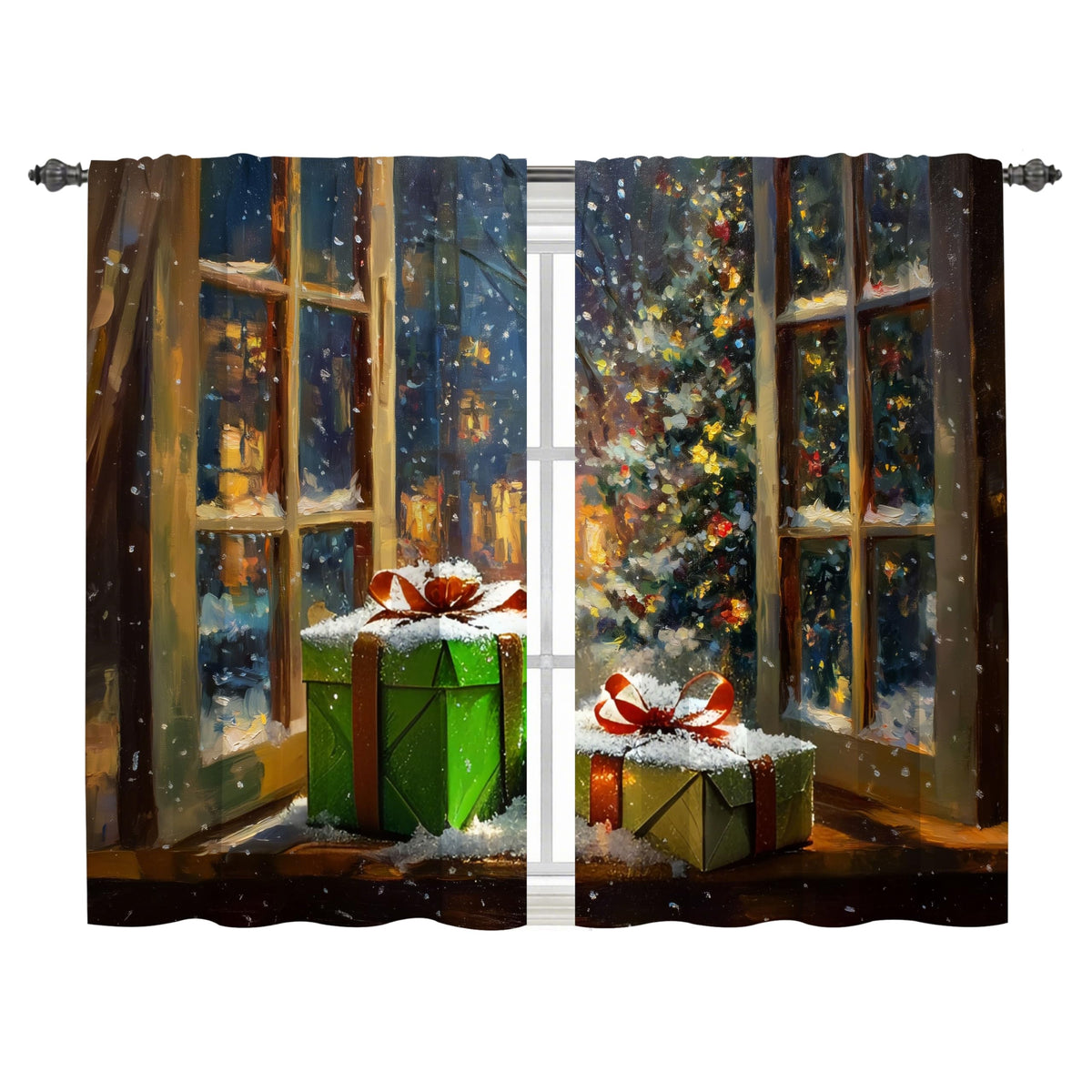 Worltoldb Black Grey Kitchen Curtains Cafe Curtains for Bathroom Dining Room Living Room Pocket Window Drapes 2 Panels Set 28"x36"