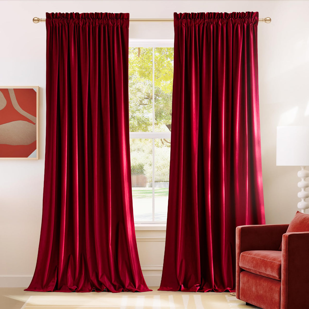 NICETOWN Black Out Velvet Curtains 63 inches Long for Kitchen