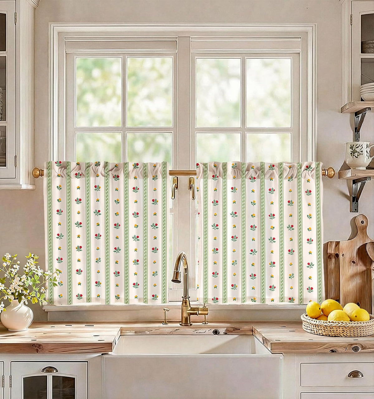 Miss Adola 36 Inch Length Kitchen Tier Curtains, Vintage Floral