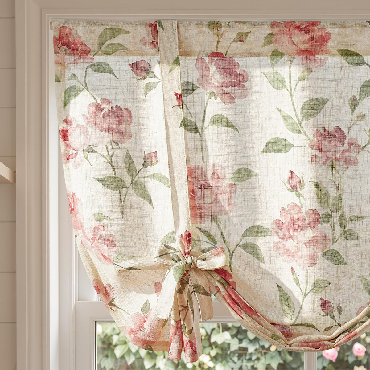 jinchan Swag Valance for Windows 36 Inch Length Farmhouse 2 Panels Beige