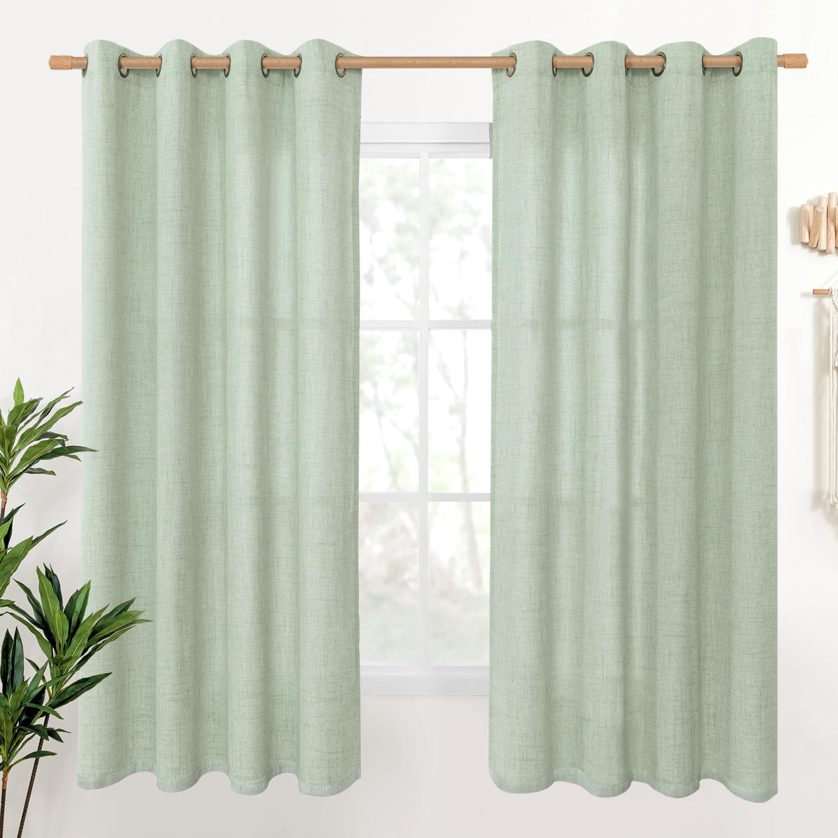 YoungsTex Linen Kitchen Window Curtains 40 Inch Length 2 Panels