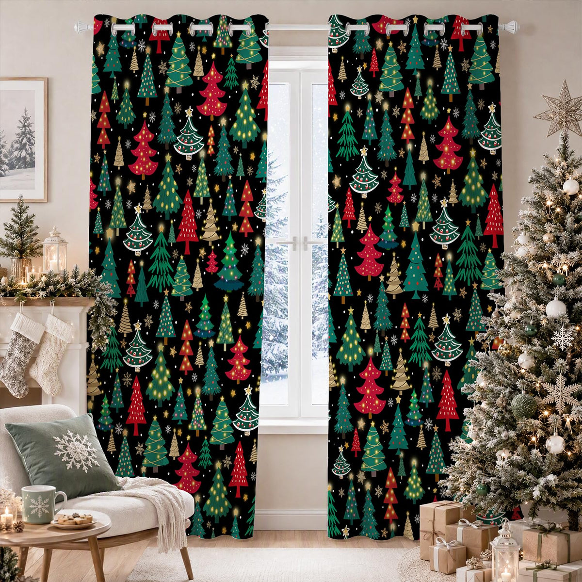 FUTBU Fall Kitchen Curtains for Windows-Fall Decorations Leaves Pumpkin Valances-Autumn Leaf Curtains and Valances Set Decor for Cafe Living Room 27''x24'' 2 Panel & 54x18 Inch Tier Set Thanksgiving