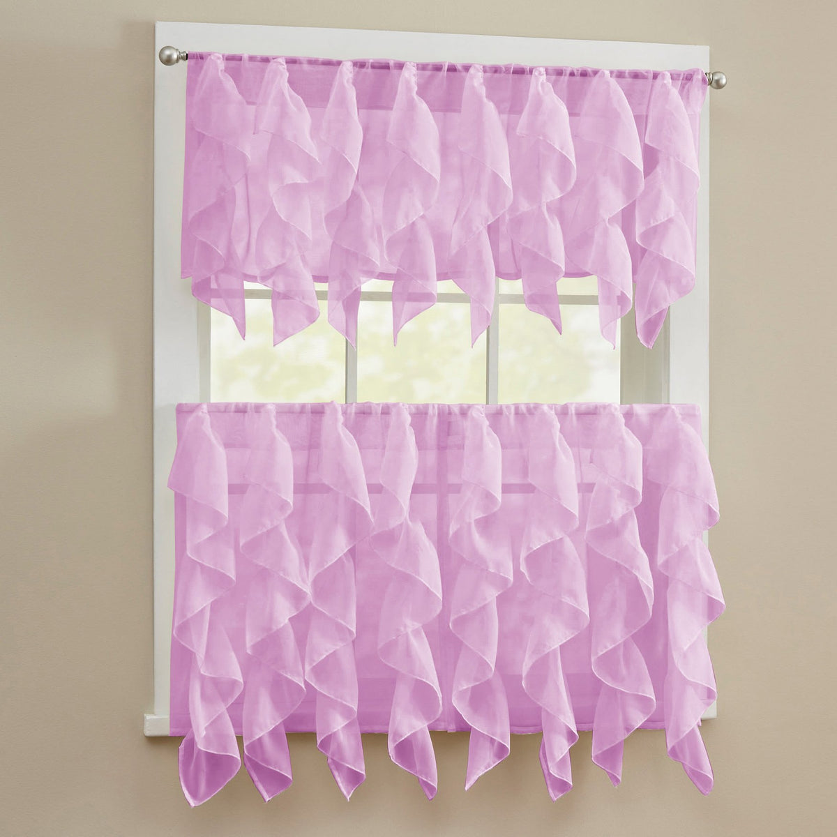 Sweet Home Collection Old World Style Floral Heavy Lace Kitchen Curtain Swag pair Hopewell Cream