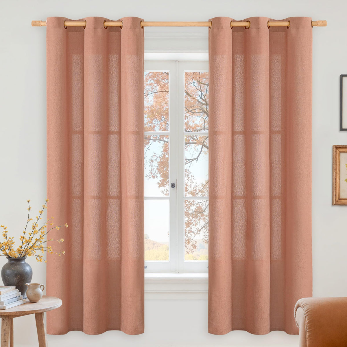 YoungsTex Linen Kitchen Window Curtains 40 Inch Length 2 Panels