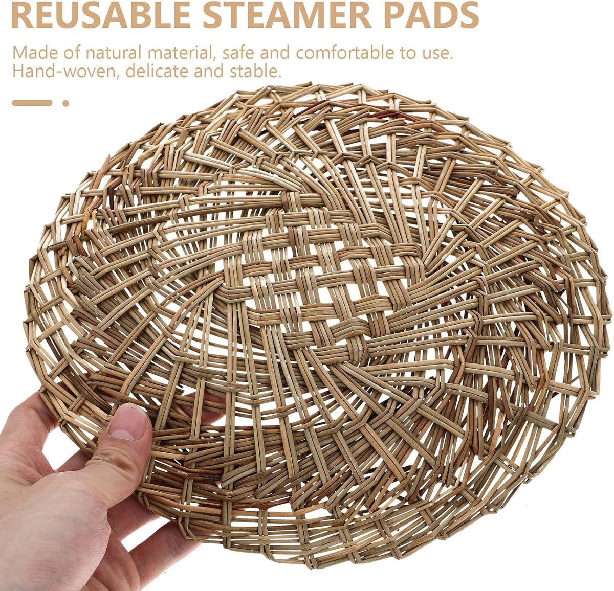 6pcs Straw Steamer Mats, Hand Woven Nonstick Pads for Steamed Buns