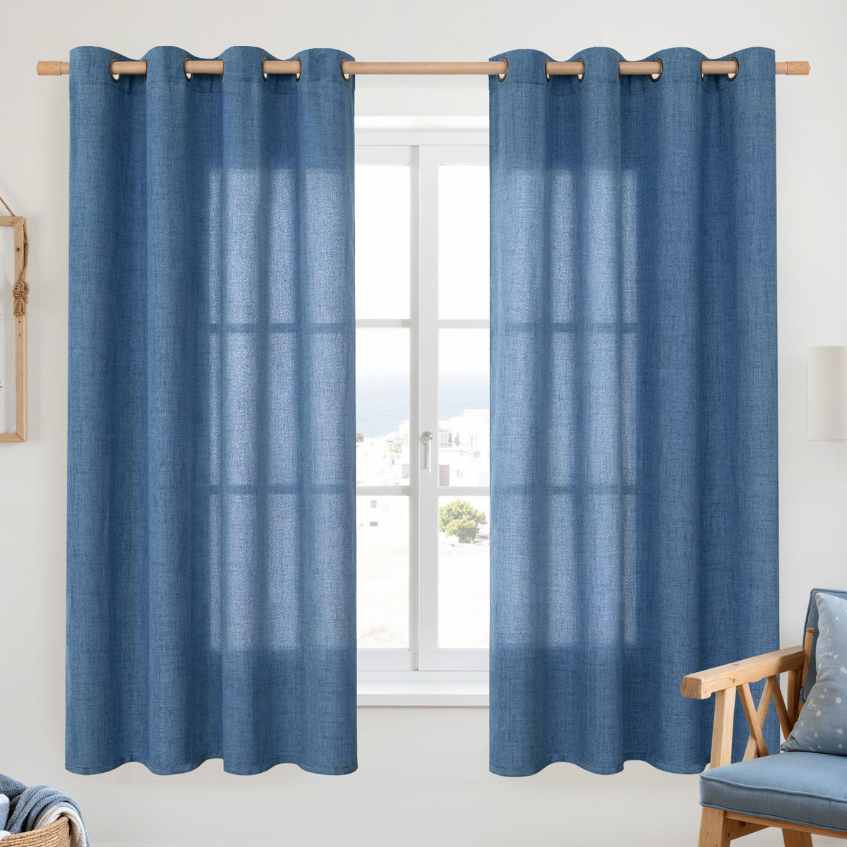YoungsTex Linen Kitchen Window Curtains 40 Inch Length 2 Panels