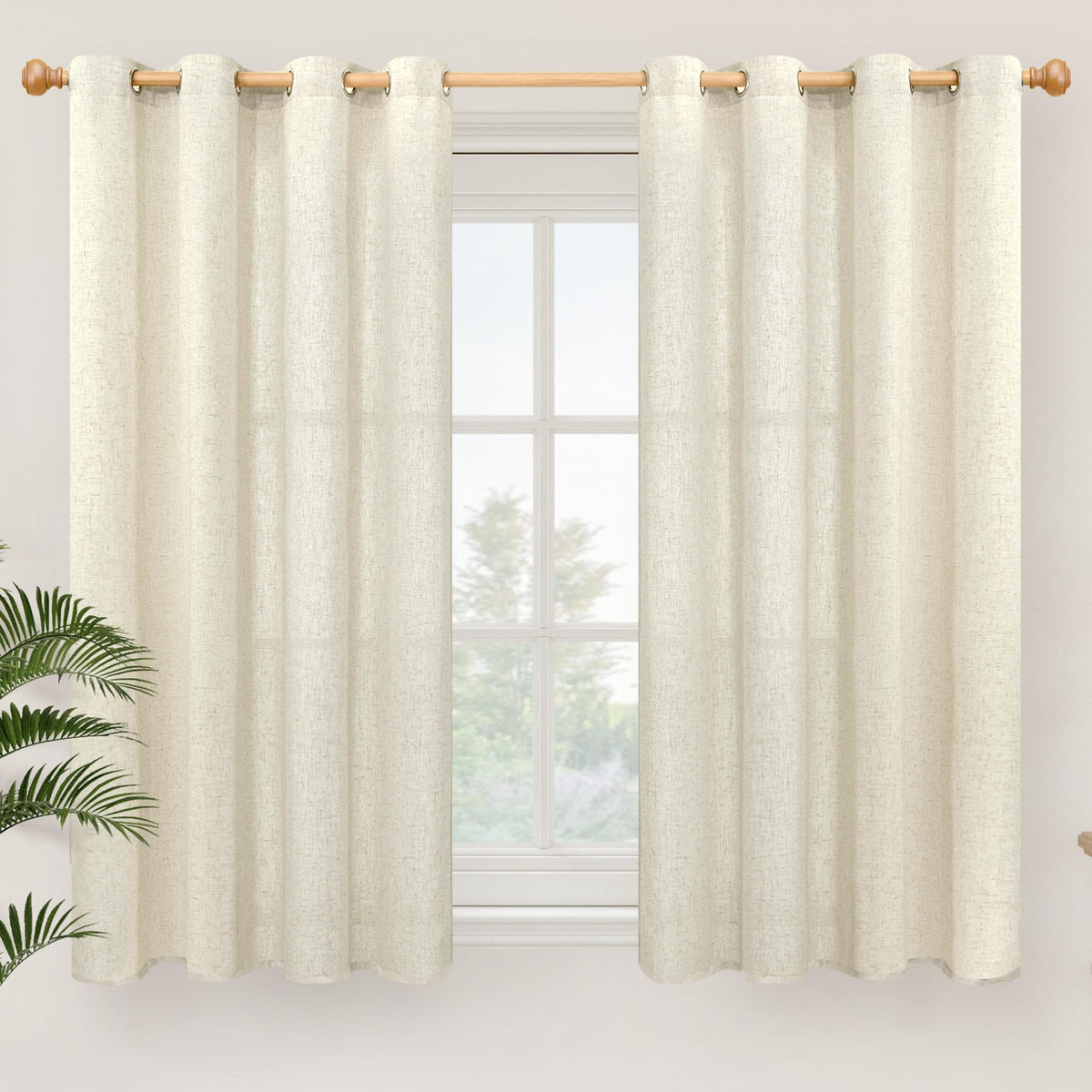 YoungsTex Linen Kitchen Window Curtains 40 Inch Length 2 Panels