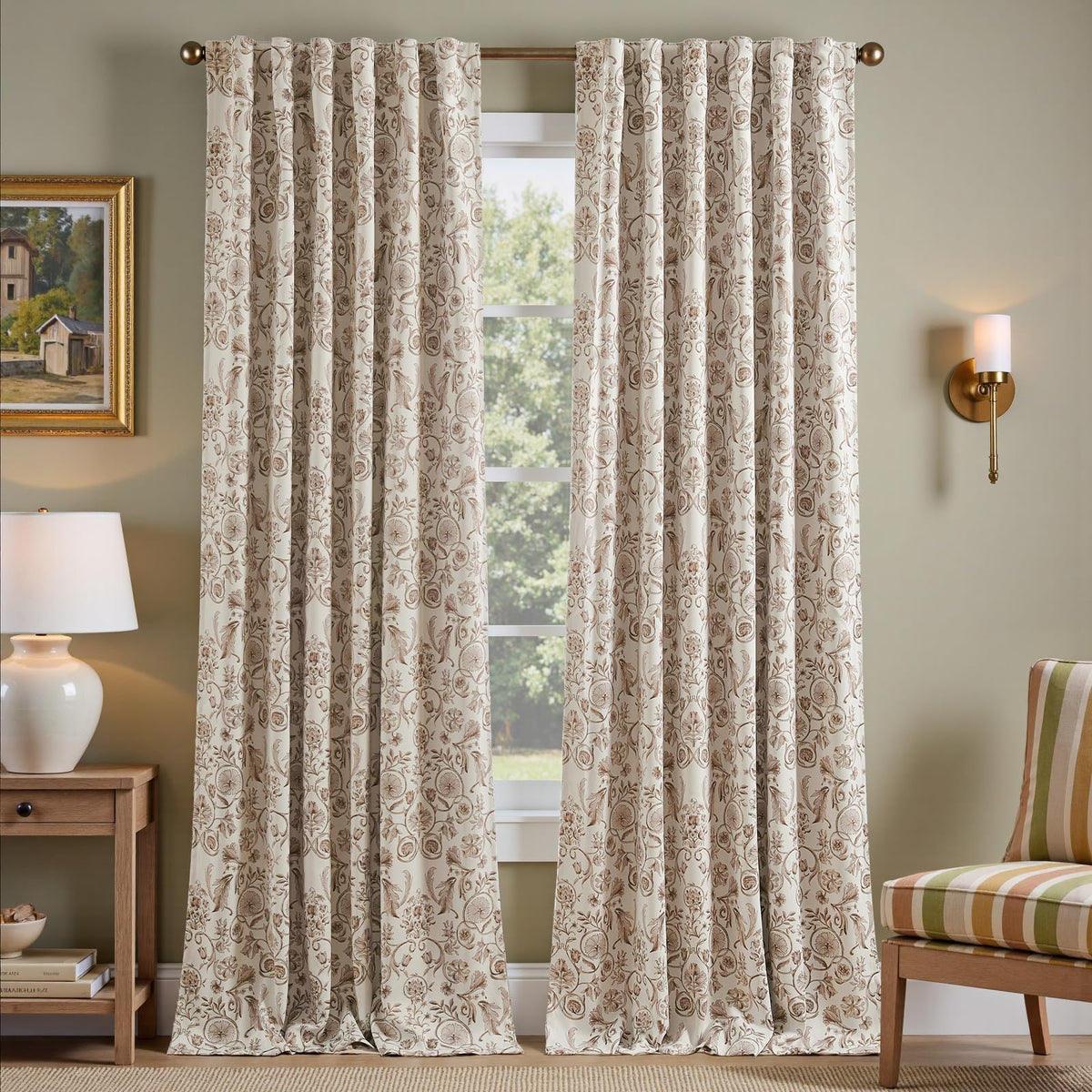 jinchan Black Boho Floral Blackout Curtains 84 Inch Grommet 2 Panels