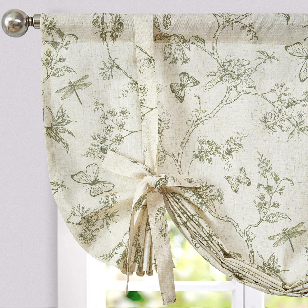 jinchan Swag Valance for Windows 36 Inch Length Farmhouse 2 Panels Beige