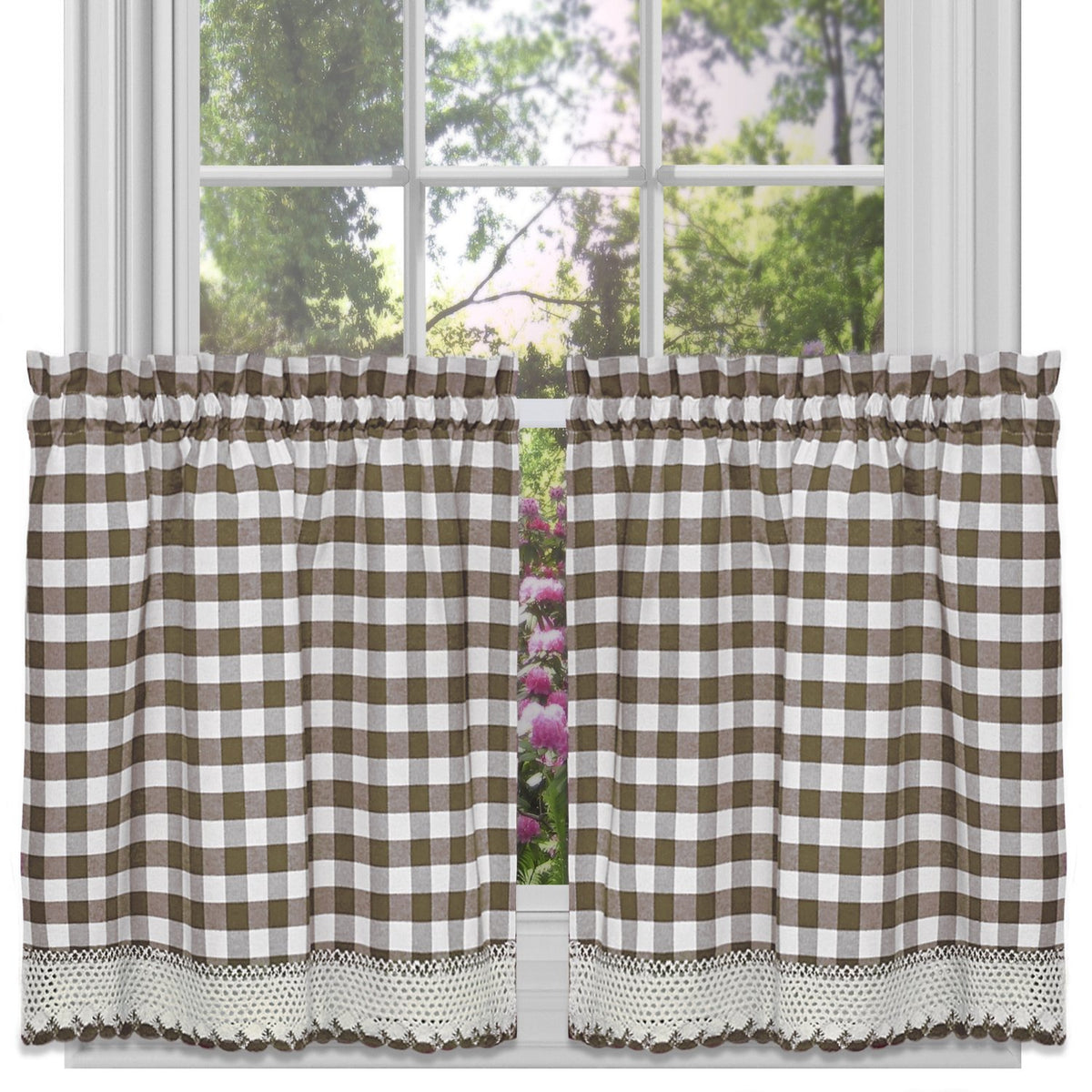 Sweet Home Collection Old World Style Floral Heavy Lace Kitchen Curtain Swag pair Hopewell Cream
