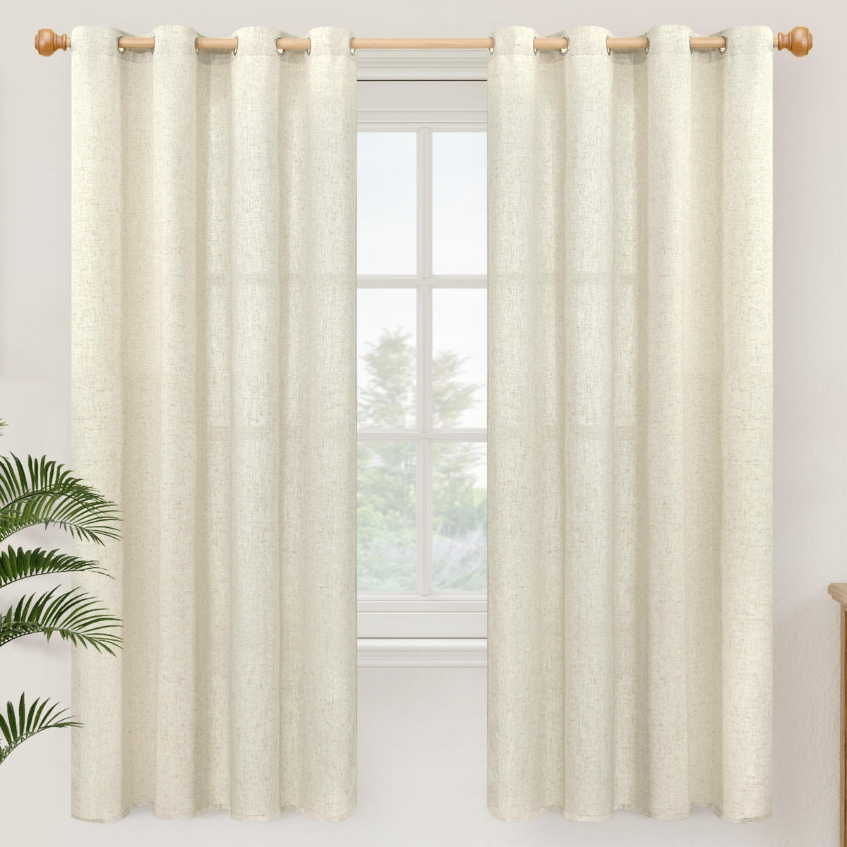 YoungsTex Linen Kitchen Window Curtains 40 Inch Length 2 Panels