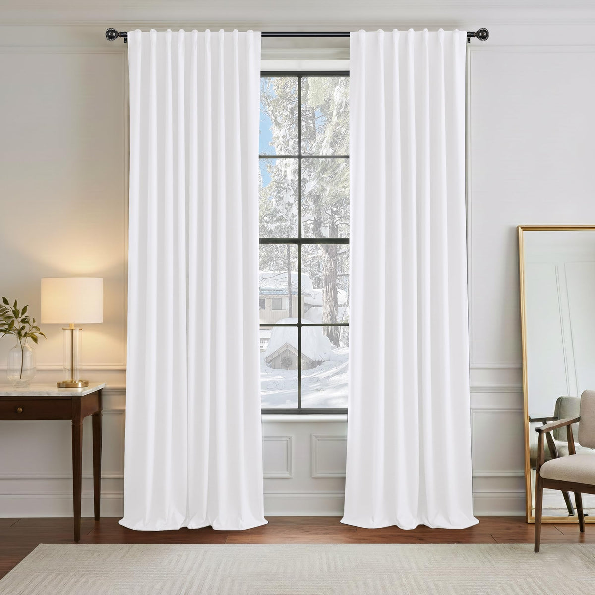 PONY DANCE Black Kitchen Blackout Curtains Over Sink, W 42 x L 45 inches