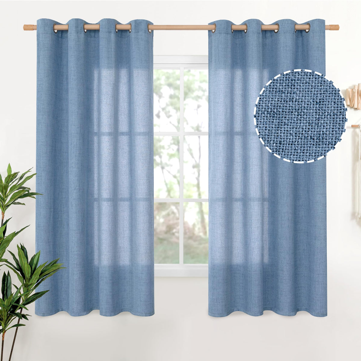 YoungsTex Linen Kitchen Window Curtains 40 Inch Length 2 Panels