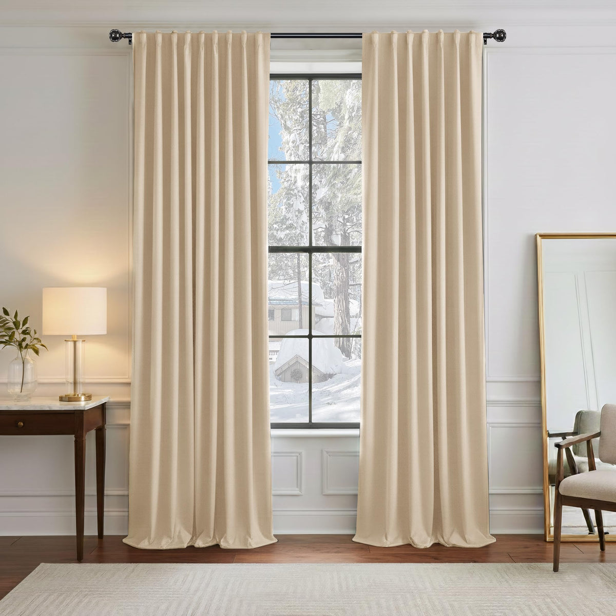 PONY DANCE Black Kitchen Blackout Curtains Over Sink, W 42 x L 45 inches