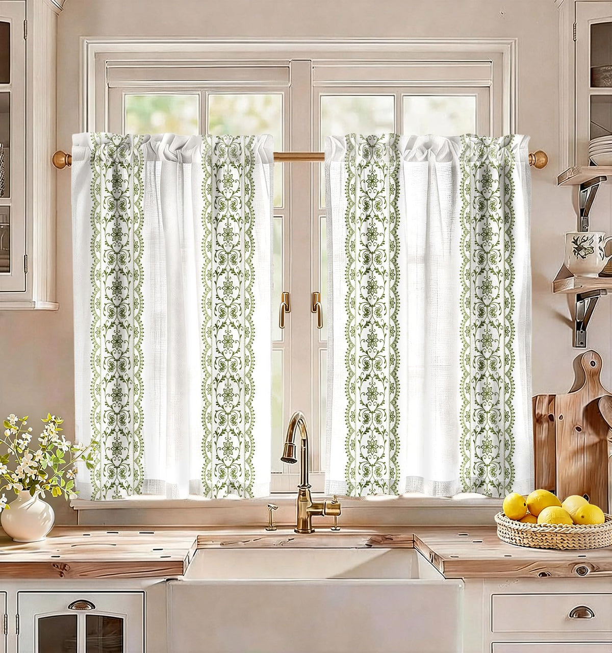 Miss Adola Boho Kitchen Tier Curtains, 36 Inch Length, Vintage Patchwork