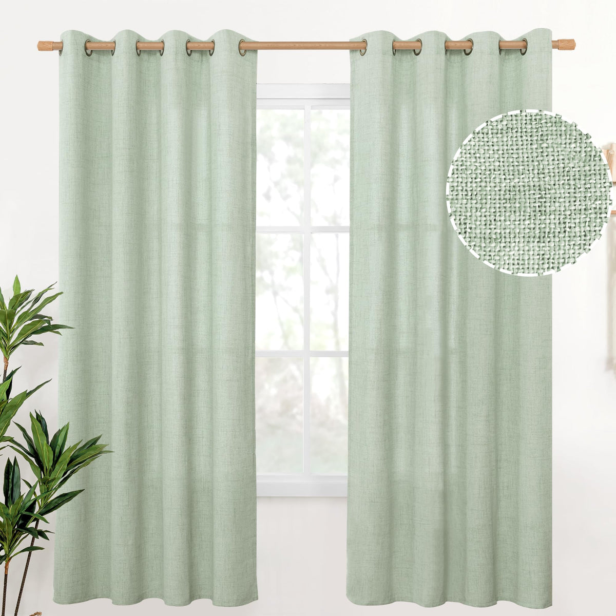 YoungsTex Linen Kitchen Window Curtains 40 Inch Length 2 Panels