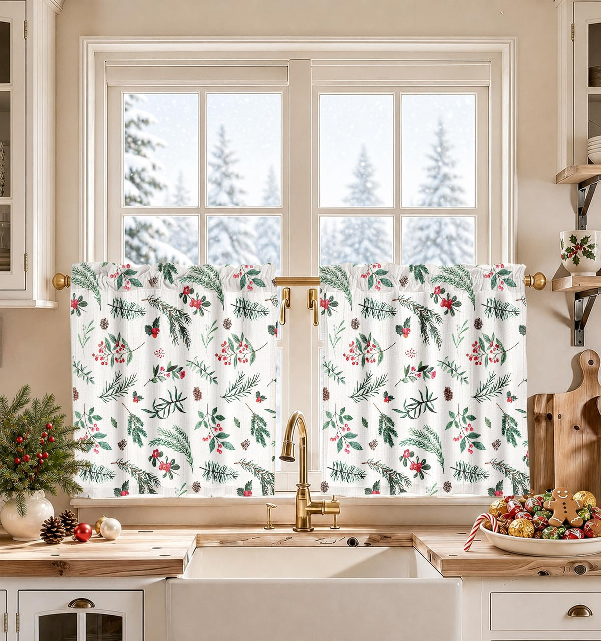 Miss Adola 36 Inch Length Kitchen Tier Curtains, Vintage Floral
