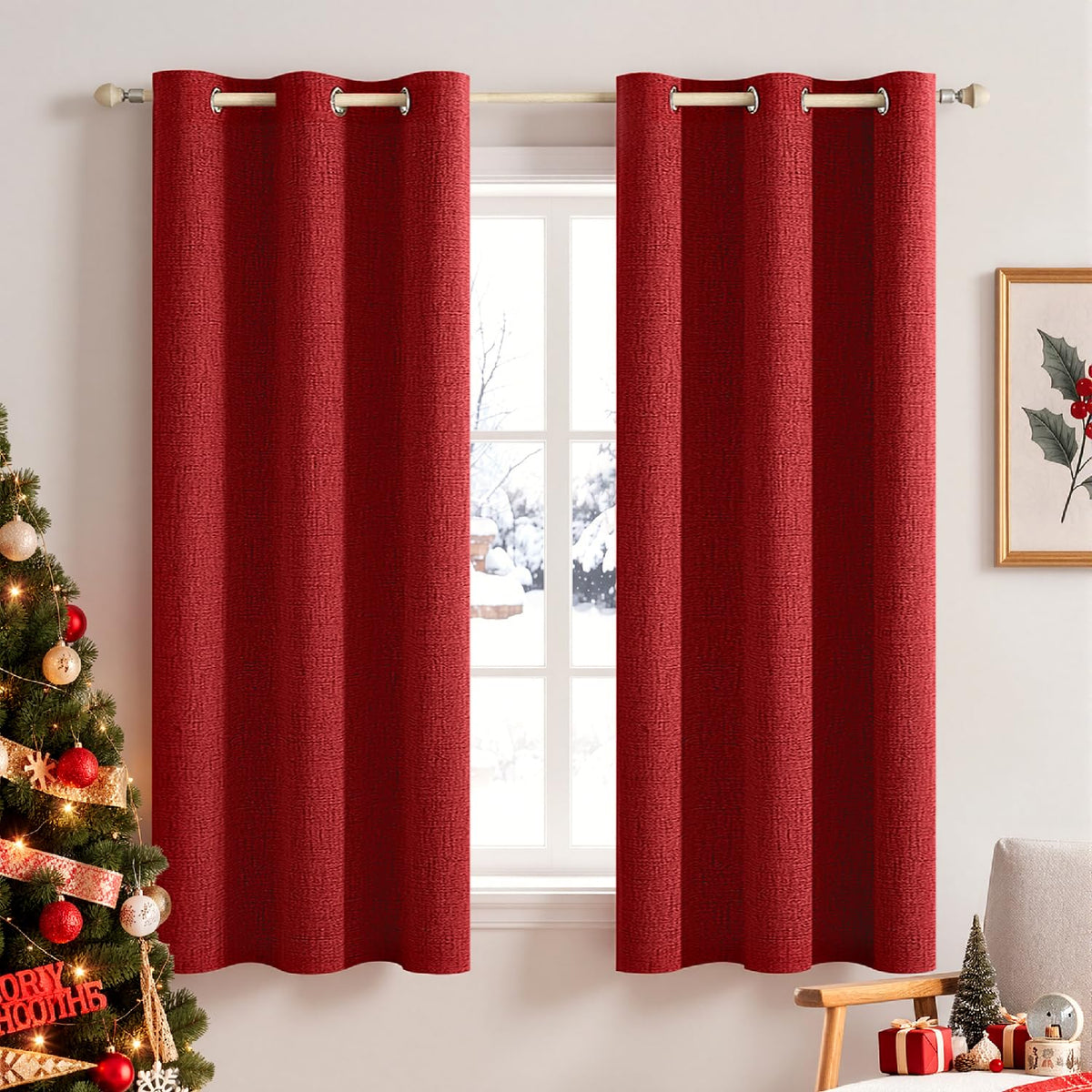 MIULEE 100% Blackout Linen Curtains for Bedroom 52x54 Inches Natural Beige
