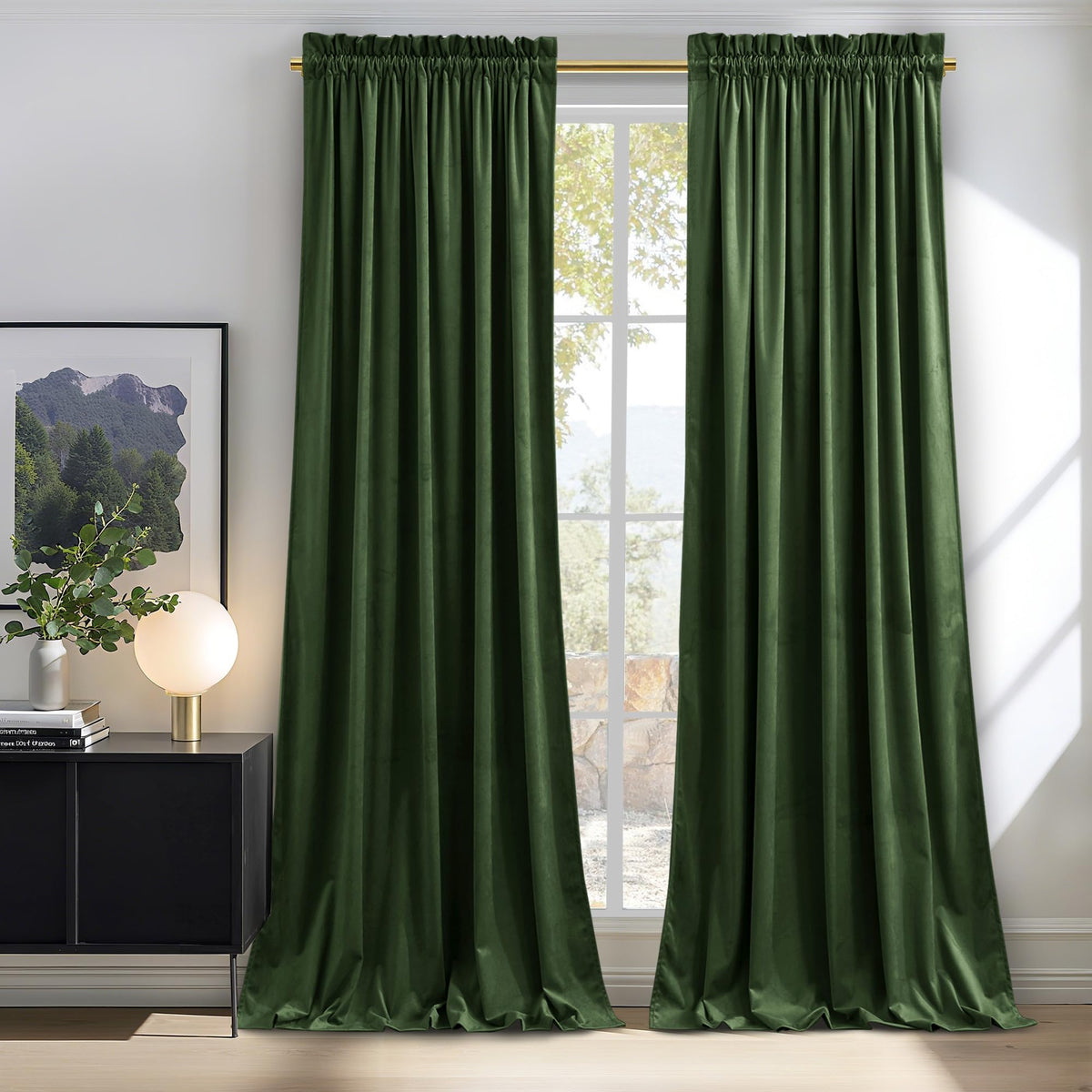 NICETOWN Black Out Velvet Curtains 63 inches Long for Kitchen