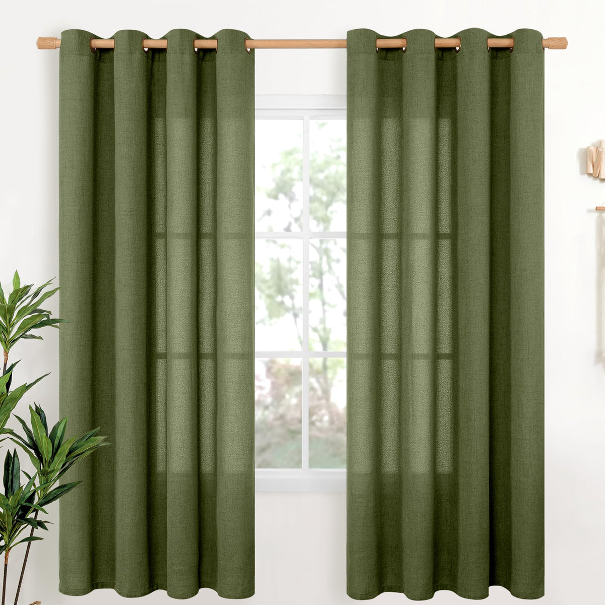 YoungsTex Linen Kitchen Window Curtains 40 Inch Length 2 Panels