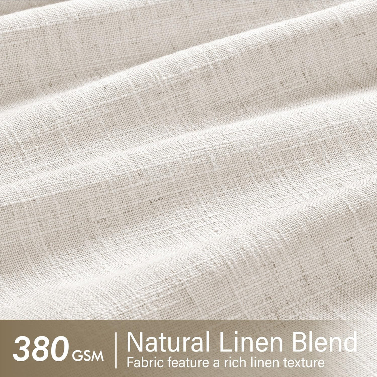 MIULEE Pinch Pleated Thick Linen Curtains 36 Inches Long 2 Panels Natural